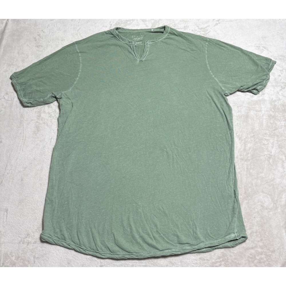 Lucky Brand Tunic Top T Shirt Womens Plus Size 1XLT‎ Green V Neck Short Sleeve